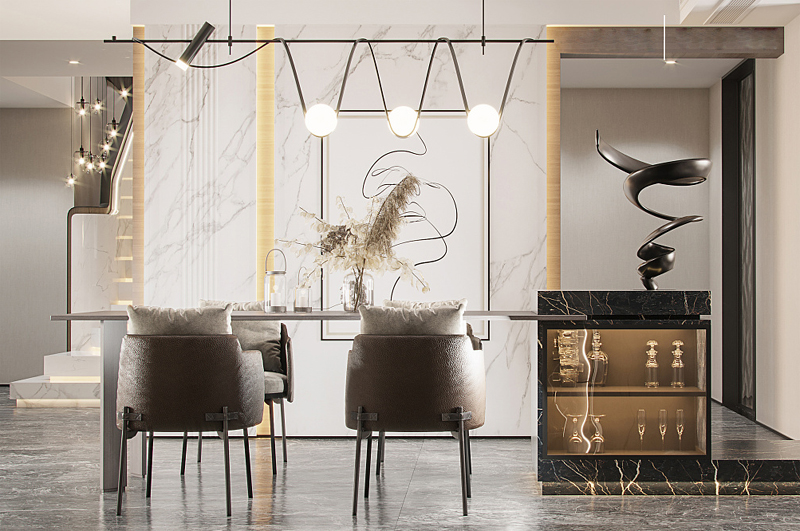 140平極簡輕奢風(fēng)格餐區(qū)裝修效果圖