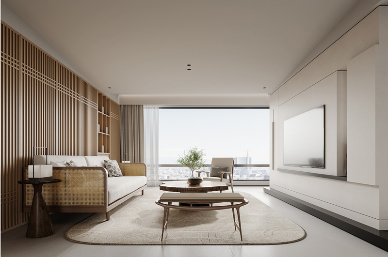 質樸自然的日式現代客廳裝修效果圖