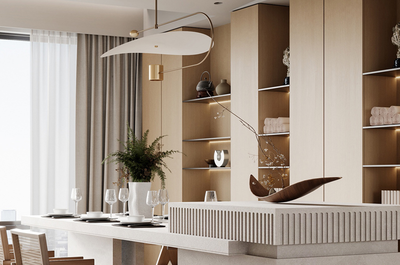 質樸自然的日式現代餐臺裝修效果圖