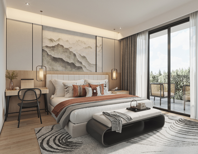 新中式90平房子裝修設計效果圖