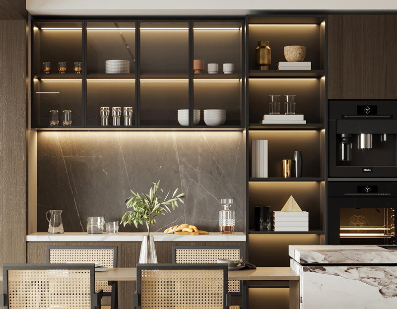 125平復(fù)式樓餐區(qū)輕奢裝修設(shè)計效果圖