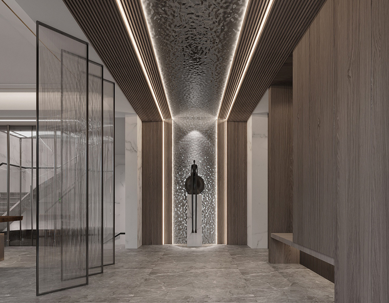 350平獨棟別墅輕奢風玄關裝修設計效果圖