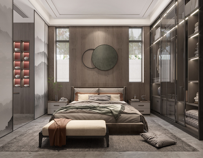 350平獨棟別墅輕奢風主臥裝修設計效果圖