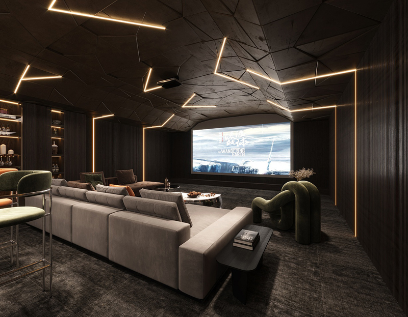 350平獨棟別墅輕奢風家庭影院裝修設計效果圖