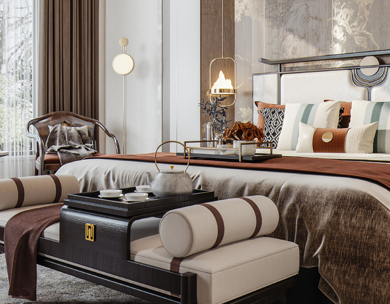 輕奢新中式別墅裝修效果圖