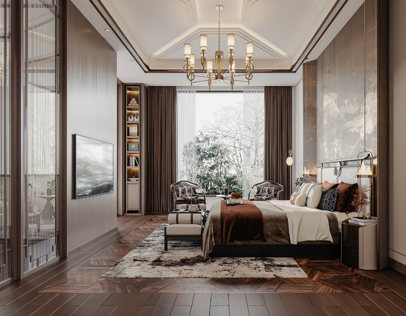 輕奢新中式別墅裝修效果圖