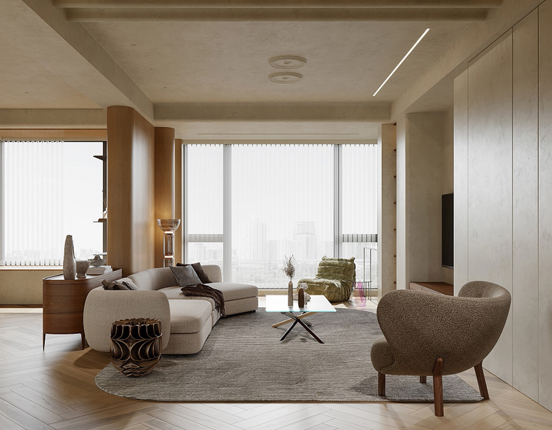 88平新房現代原木色裝修效果圖