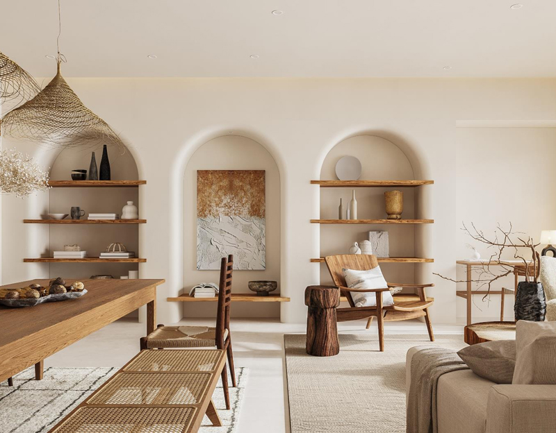 350平原木風別墅裝修設計效果圖