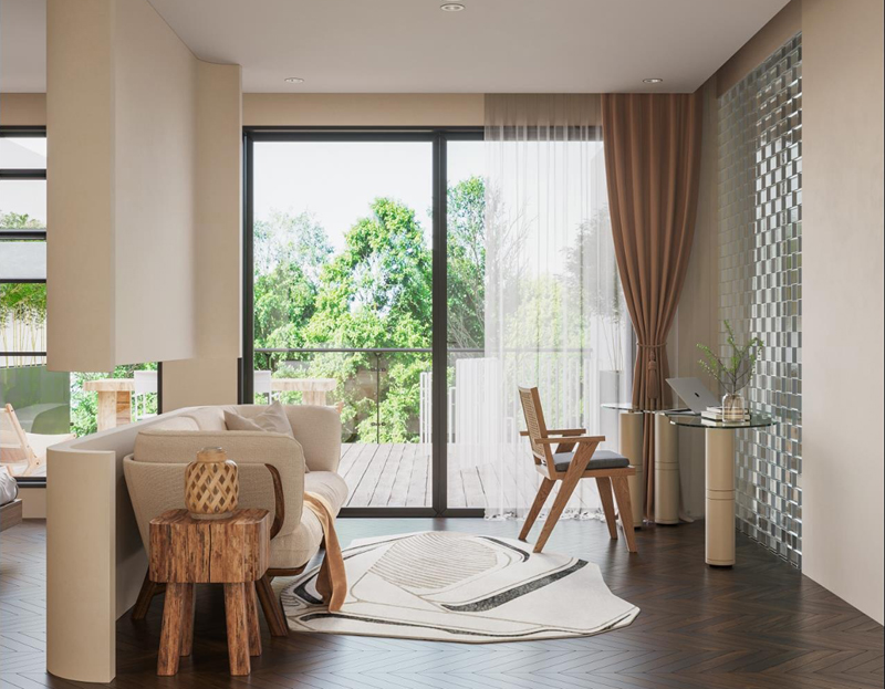 350平原木風別墅裝修設計效果圖